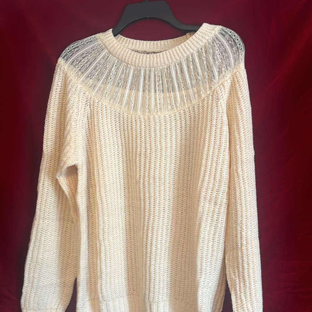 Cream Lace and Crochet Sweater